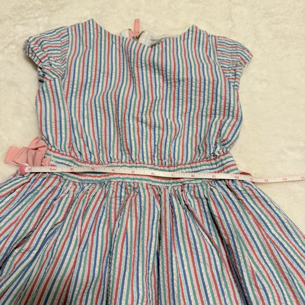 J Crew Cuts Girls Seersucker Multi Colors Striped Dress Size 6 - Picture 4 of 5